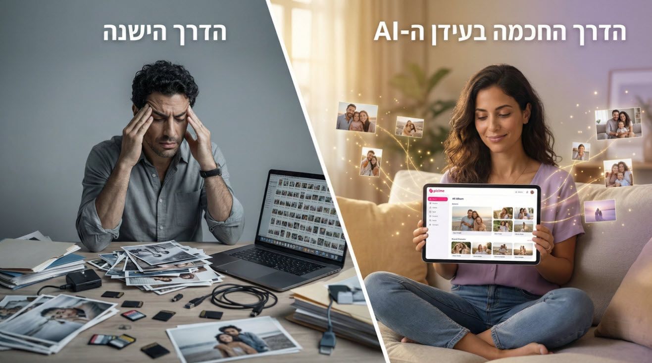 הפכו את תמונות האירוע לזיכרון חי. גלו כיצד טכנולוגיית AI משדרגת כל תהליך של בניית אלבום דיגיטלי, חוסכת זמן ומעניקה לאורחים חוויה אישית ומרגשת.