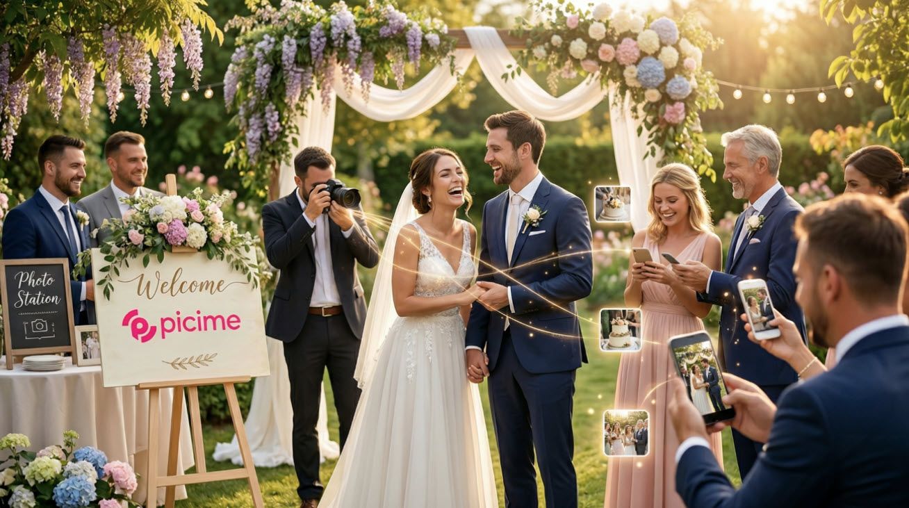 תכנון חתונת יום מושלמת עם PiciMe. מערכת מתקדמת לצלמים וזוגות לשיתוף תמונות אוטומטי בוואטסאפ של האורחים, ניהול גלריות, חוזים דיגיטליים וחוויה טכנולוגית בלתי נשכחת.