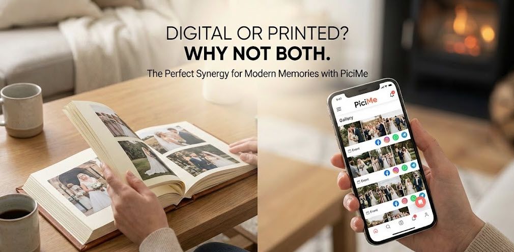 למה לבחור כשאפשר גם וגם? גלו איך PiciMe משלימה את האלבום הפיזי המסורתי עם חוויה דיגיטלית מיידית, ויוצרת מעטפת מושלמת של זיכרונות לאירוע שלכם.