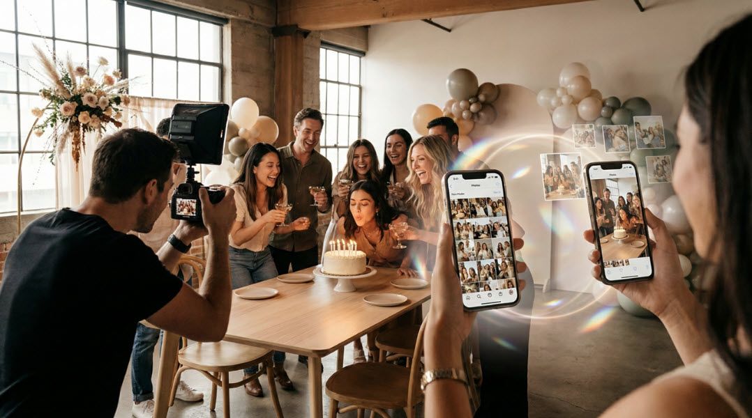 הפכו את יום ההולדת לחוויה בלתי נשכחת עם גלריה שיתופית וזיהוי פנים. הפצה מיידית לאורחים, כלי ניהול לצלמים ומזכרת מושלמת שנשארת לנצח.