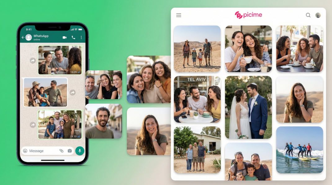 גלו כיצד בינה מלאכותית שולחת לכל אורח את התמונות שלו ישירות לוואטסאפ. הדרך הקלה והמהירה ביותר לשתף תמונות חתונה ואירועים באלבום אישי ואיכותי.