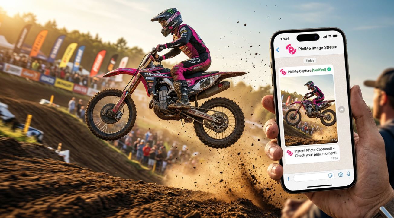 שדרגו את צילום אירוע המוטוקרוס עם PiciMe. מערכת חכמה לצלמים ומארגנים הכוללת שליחת תמונות אוטומטית לוואטסאפ של הרוכבים, גלריות מעוצבות, חתימה על חוזים וניהול אירוע קל.