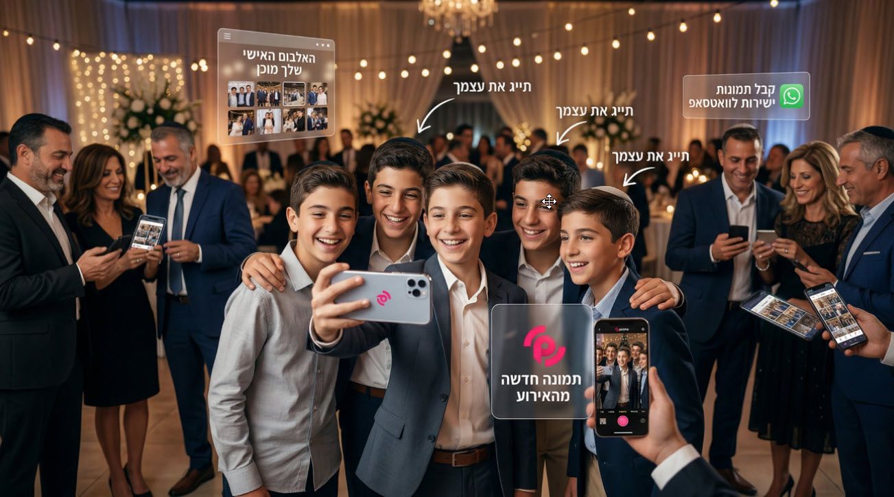 גלו איך מארגנים בר מצווה בלתי נשכחת. הפקת אירוע המשלבת טכנולוגיית PiciMe לשיתוף תמונות אוטומטי בוואטסאפ של האורחים, ניהול גלריות וזיהוי משתתפים בזמן אמת.